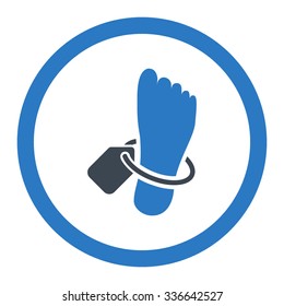 Mortuary Tag vector icon. Style is bicolor flat rounded symbol, smooth blue colors, rounded angles, white background.