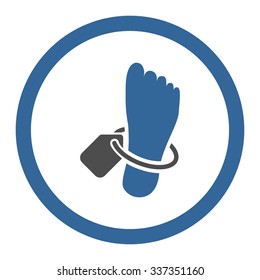Mortuary Tag vector icon. Style is bicolor flat rounded symbol, cobalt and gray colors, rounded angles, white background.