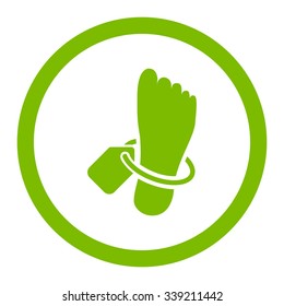 Mortuary Tag vector icon. Style is flat rounded symbol, eco green color, rounded angles, white background.