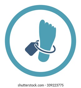 Mortuary Tag vector icon. Style is bicolor flat rounded symbol, cyan and blue colors, rounded angles, white background.