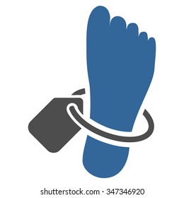 Mortuary Tag vector icon. Style is bicolor flat symbol, cobalt and gray colors, rounded angles, white background.