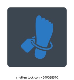 Mortuary Tag vector icon. Style is flat rounded square button, smooth blue colors, white background.