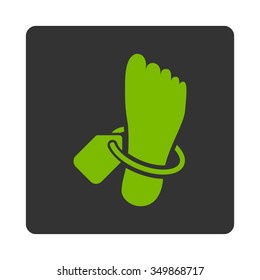Mortuary Tag vector icon. Style is flat rounded square button, eco green and gray colors, white background.