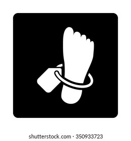 Mortuary Tag vector icon. Style is flat rounded square button, white and black colors, white background.