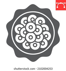 Icono de glifo morula, reproductivo y embrión, icono de vector morula, gráficos vectoriales, signo sólido de trazo editable, eps 10.