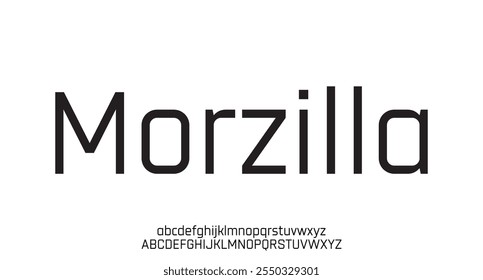 Morzilla, kreative geometrische moderne urbane Schrift. Digitale abstrakte futuristische, Mode, Sport, minimale Technologie Typografie. Einfache numerische Vektorgrafik