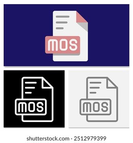 Mos document file format. set of flat file type icons for innovative user interface. Can be used for websites, UI and interfaces.