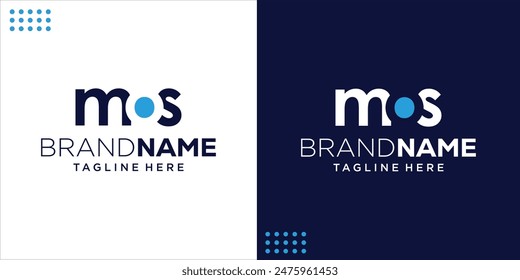 Logo de la letra MOS con diseño de espacio negativo. Letras con tipografía geométrica. inspiración de diseño, ilustración, Vector