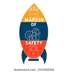 MOS - margin of safety acronym. business concept background. vector illustration concept with keywords and icons. lettering illustration with icons for web banner, flyer, landing