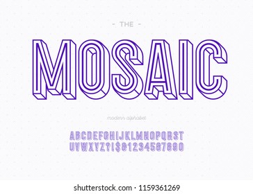 Mosaic 3d bold font sans serif typography for decoration, book, promotion, poster, t shirt, sale banner, printing on fabric. Cool modern alphabet. Trendy typeface. Vector 10 eps