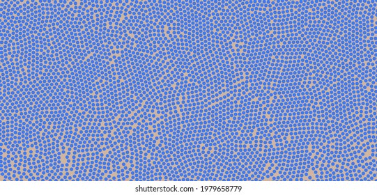 Mosaico. Fondo abstracto con círculos azules. Patrón de puntos de polka. Ilustración vectorial 3d. 