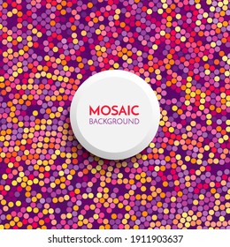 Mosaic. Abstract background with color circles. Polka dots pattern. 3d vector illustration. 