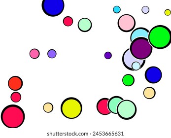 Mosaic. Abstract background with color circles. Polka dots pattern.  Black Vector Spot Polkadot. Small Pattern Cute Summer.