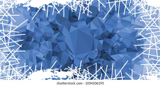 Mosaic abstract background with grunge white border. Copy space. Vector clip art.