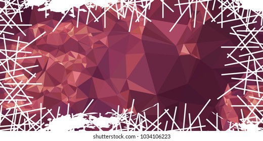 Mosaic abstract background with grunge white border. Copy space. Vector clip art.