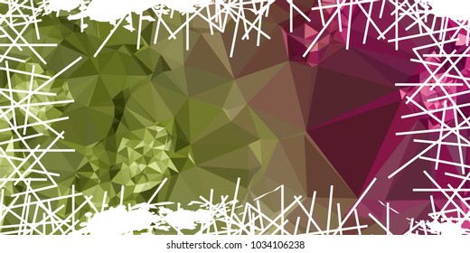 Mosaic abstract background with grunge white border. Copy space. Vector clip art.