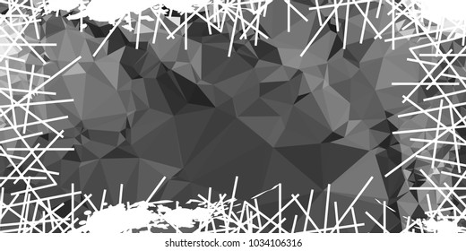 Mosaic abstract background with grunge white border. Copy space. Vector clip art.