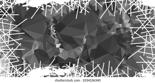 Mosaic abstract background with grunge white border. Copy space. Vector clip art.