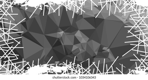 Mosaic abstract background with grunge white border. Copy space. Vector clip art.