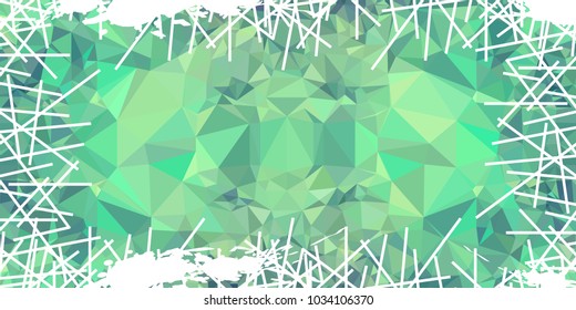 Mosaic abstract background with grunge white border. Copy space. Vector clip art.