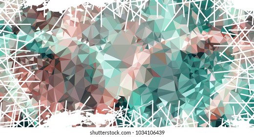 Mosaic abstract background with grunge white border. Copy space. Vector clip art.