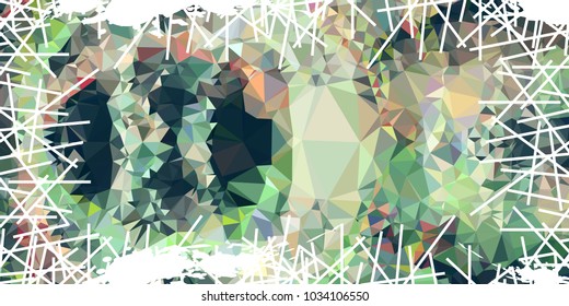 Mosaic abstract background with grunge white border. Copy space. Vector clip art.