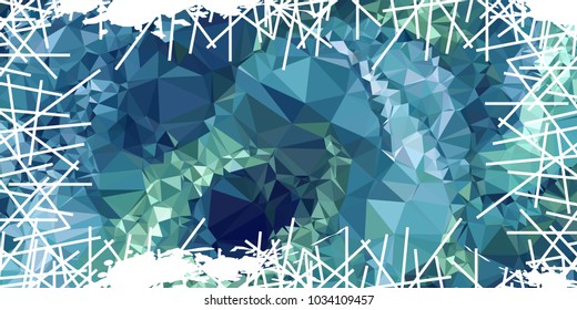 Mosaic abstract background with grunge white border. Copy space. Vector clip art.