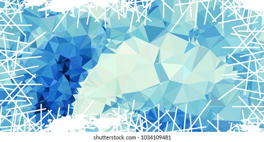 Mosaic abstract background with grunge white border. Copy space. Vector clip art.