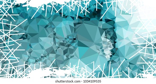 Mosaic abstract background with grunge white border. Copy space. Vector clip art.