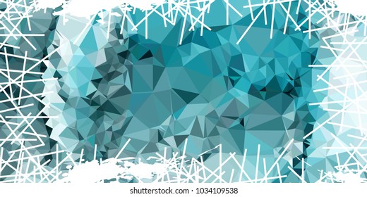 Mosaic abstract background with grunge white border. Copy space. Vector clip art.
