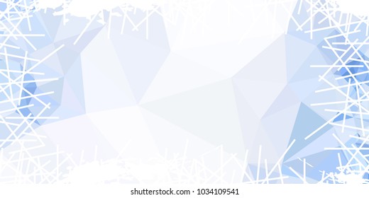 Mosaic abstract background with grunge white border. Copy space. Vector clip art.