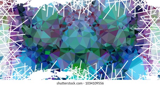 Mosaic abstract background with grunge white border. Copy space. Vector clip art.