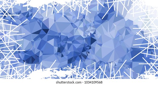 Mosaic abstract background with grunge white border. Copy space. Vector clip art.