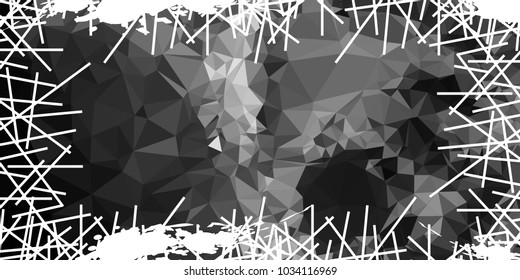 Mosaic abstract background with grunge white border. Copy space. Vector clip art.
