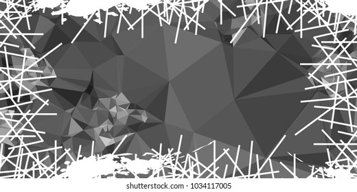 Mosaic abstract background with grunge white border. Copy space. Vector clip art.