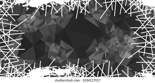 Mosaic abstract background with grunge white border. Copy space. Vector clip art.