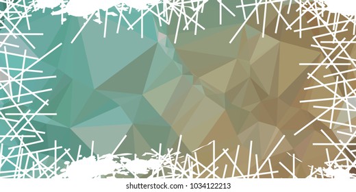 Mosaic abstract background with grunge white border. Copy space. Vector clip art.