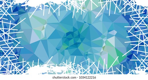 Mosaic abstract background with grunge white border. Copy space. Vector clip art.
