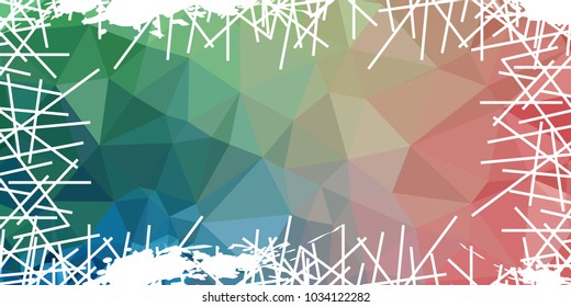 Mosaic abstract background with grunge white border. Copy space. Vector clip art.