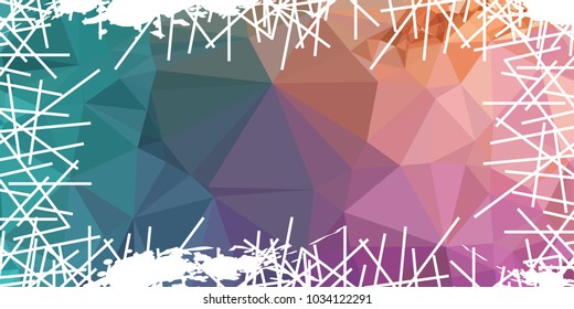Mosaic abstract background with grunge white border. Copy space. Vector clip art.