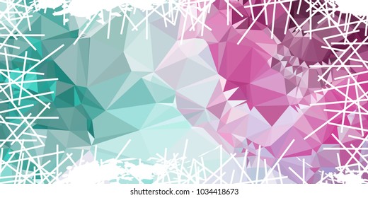 Mosaic abstract background with grunge white border. Copy space. Vector clip art.
