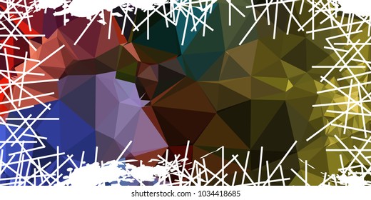 Mosaic abstract background with grunge white border. Copy space. Vector clip art.
