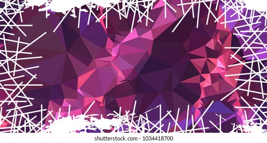 Mosaic abstract background with grunge white border. Copy space. Vector clip art.