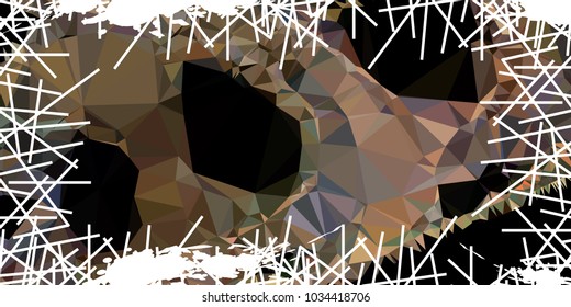 Mosaic abstract background with grunge white border. Copy space. Vector clip art.