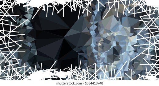 Mosaic abstract background with grunge white border. Copy space. Vector clip art.