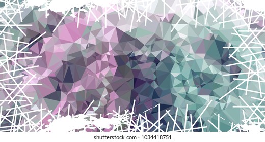 Mosaic abstract background with grunge white border. Copy space. Vector clip art.