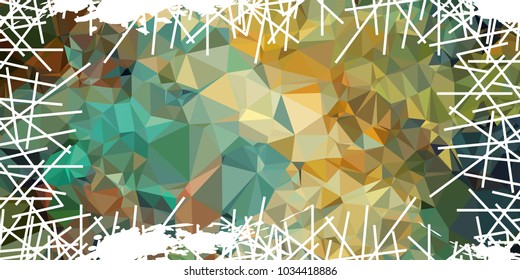 Mosaic abstract background with grunge white border. Copy space. Vector clip art.