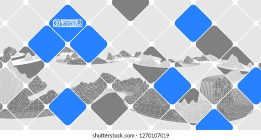mosaic abstract mountains gray cubes mysterious. stock image vector