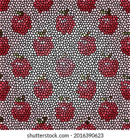 Mosaic apples. Colored glass. Abstract background.
