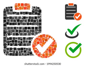 Mosaic Apply form icon organized from square items in various sizes and color hues. Vector square items are organized into abstract illustration apply form icon. Bonus icons are placed.